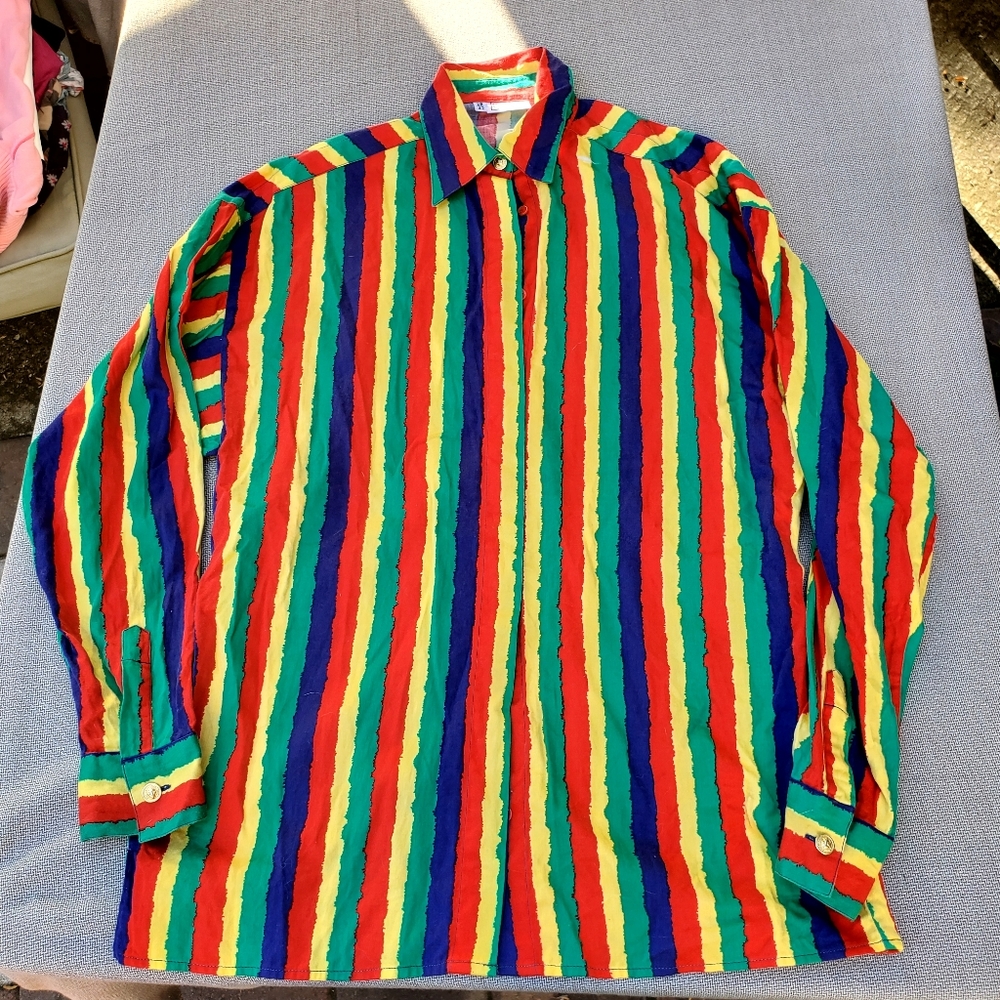 3/$100 Versus Versace Colorful Striped Shirt